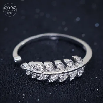 MIESTILO Roztomilý 925-sterling-strieborné Srdce a Šípky Kamienkami Pierko Nastaviteľný Krúžok | kórejský Módne Mincový striebro-šperky